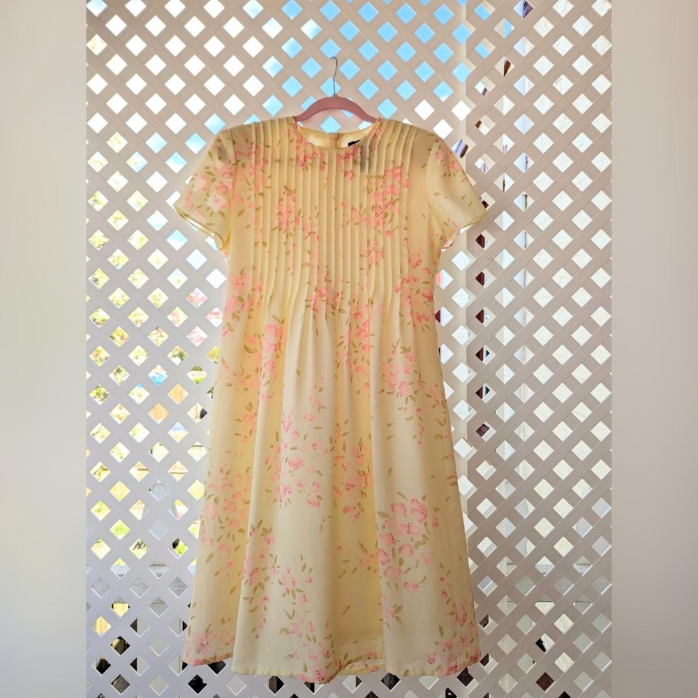 Vintage 90's Positive Attitude Pastel Yellow, Pink, & Green Floral Dress